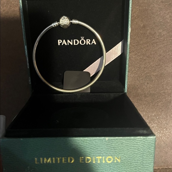 Pandora Silver Bangle with Heart Charm - Picture 2 of 2